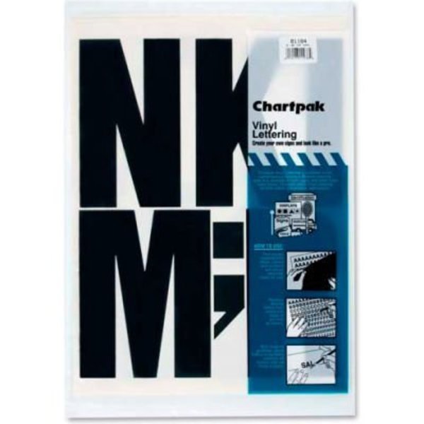 Chartpak Chartpak® Vinyl Capital Letters, 6"H, 38 Letters, Black 1184